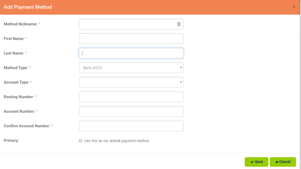 add payment method screen