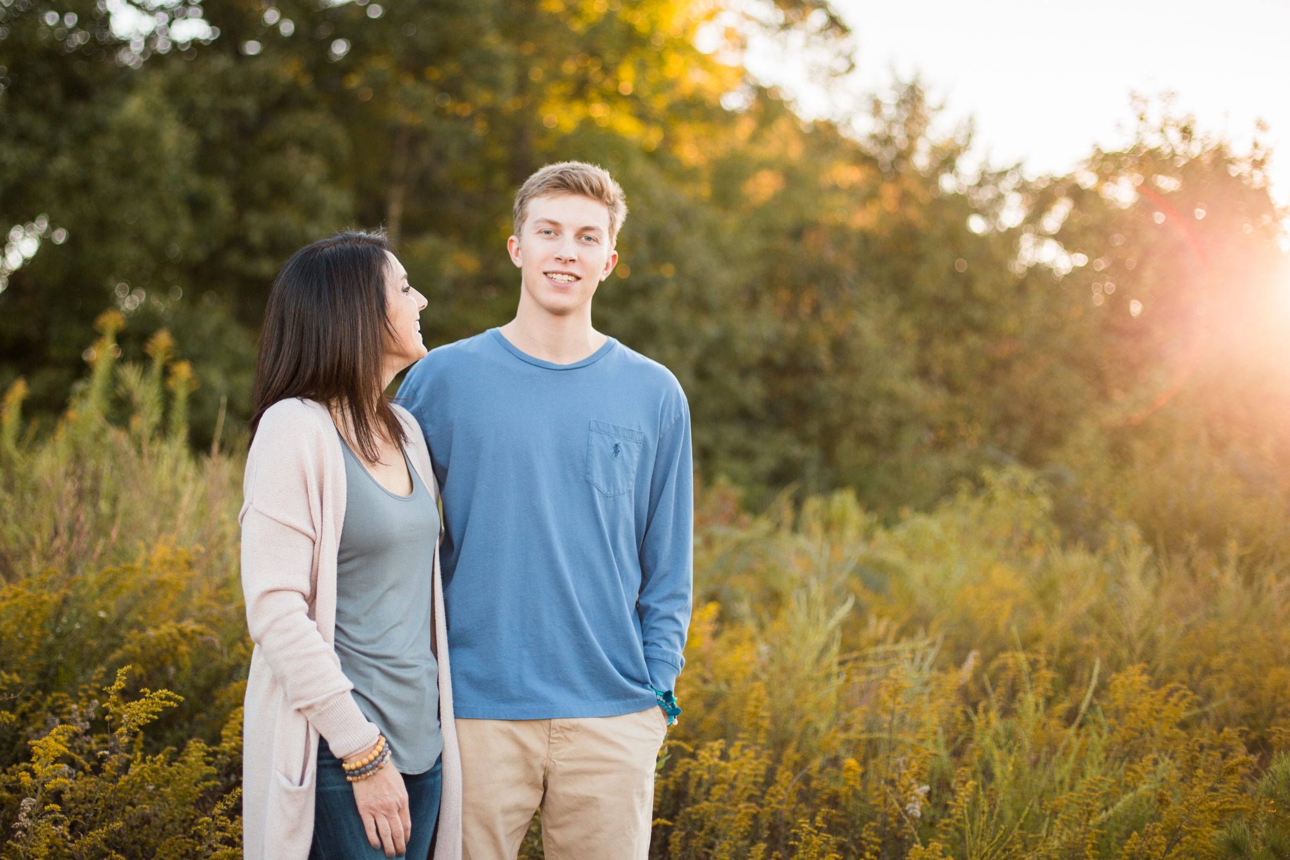 Mother smiling at son