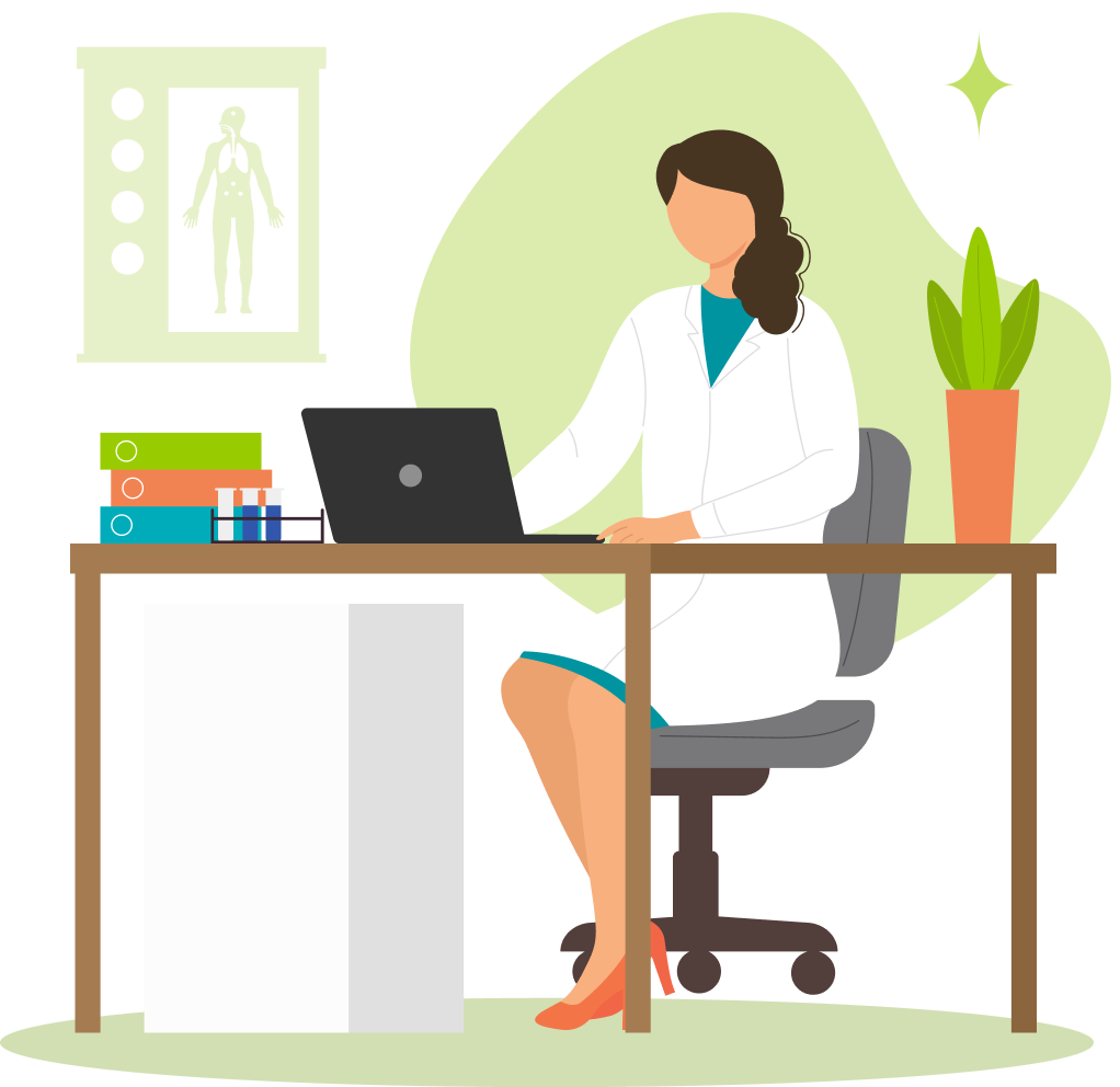 Image of a medical school student sitting at a desk who took a medical school private student loan with College Ave Student Loans.