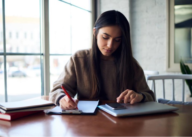 Woman working.