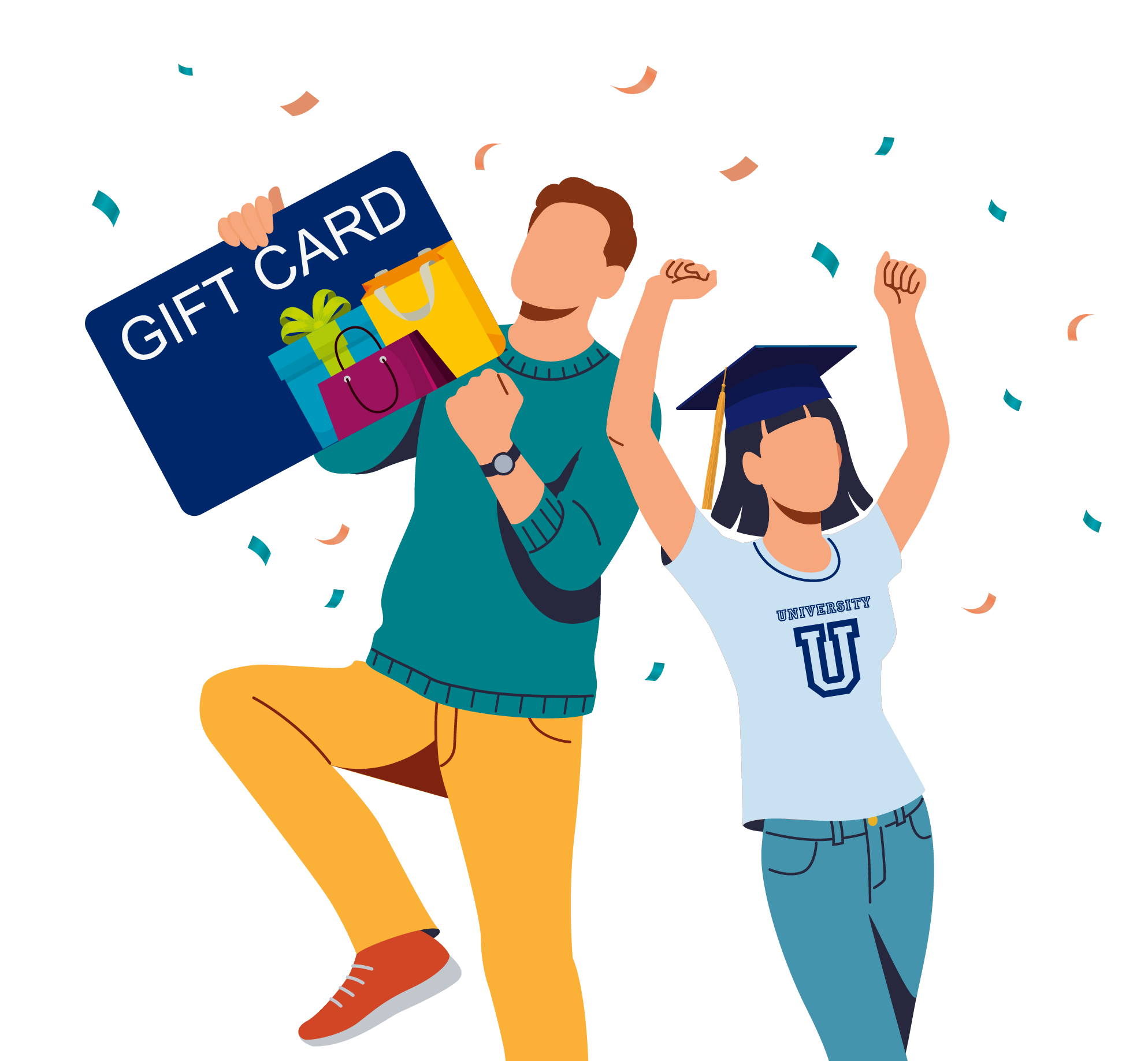 gift card winning parent and student.