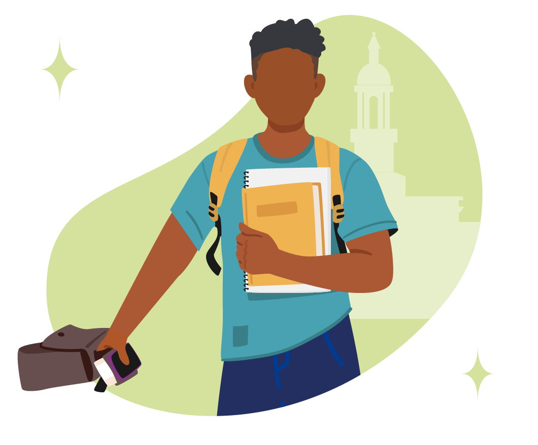 Student on his way to university